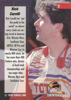 1995 Finish Line Super Series - Rainbow Foil #3 Rick Carelli Back