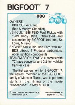 1988 Leesley Bigfoot #088 Bigfoot 7 Back