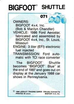 1988 Leesley Bigfoot #071 Bigfoot Shuttle Back
