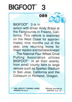 1988 Leesley Bigfoot #089 Bigfoot 3 Back