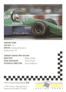 1991 ProTrac's Formula One #76 Jordan 191 Back