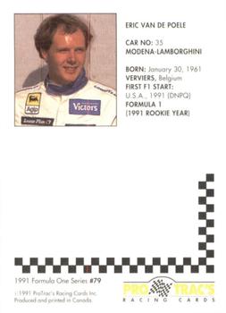 1991 ProTrac's Formula One #79 Eric Van de Poele Back