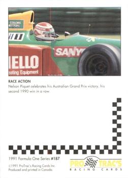 1991 ProTrac's Formula One #187 Nelson Piquet Back