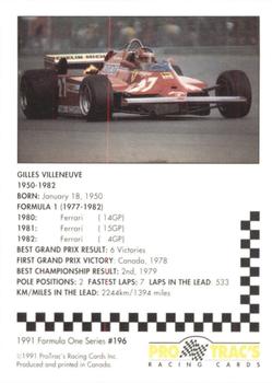 1991 ProTrac's Formula One #196 Gilles Villeneuve Back