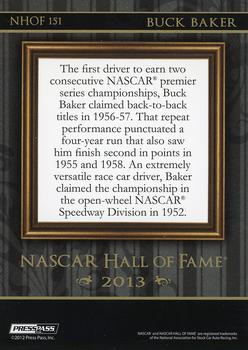 2013 Press Pass - NASCAR Hall of Fame #NHOF 151 Buck Baker Back