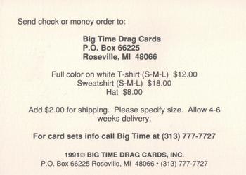 1991 Big Time Drag #NNO Cover Card Back