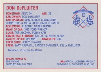 1989 Checkered Flag IHRA #12 Don DeFluiter Back