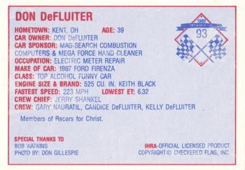 1989 Checkered Flag IHRA #93 Don DeFluiter Back