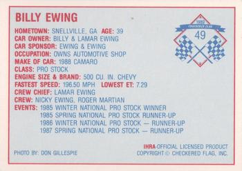 1989 Checkered Flag IHRA #49 Billy Ewing Back