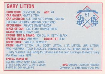 1989 Checkered Flag IHRA #51 Gary Litton Back