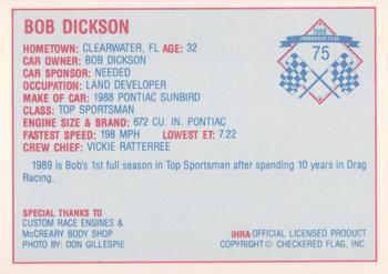 1989 Checkered Flag IHRA #75 Bob Dickson Back