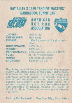 1971 Fleer AHRA Drag Champs #NNO Ray Alley Back