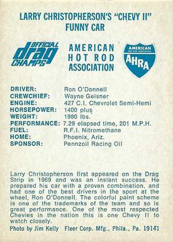 1971 Fleer AHRA Drag Champs #NNO Ron O'Donnell Back