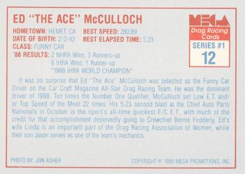 1989 Mega Drag #12 Ed McCulloch Back