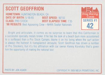 1989 Mega Drag #42 Scott Geoffrion Back
