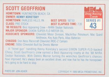 1989 Mega Drag #43 Scott Geoffrion Back
