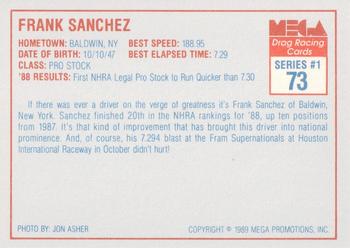 1989 Mega Drag #73 Frank Sanchez Back