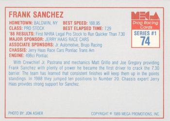 1989 Mega Drag #74 Frank Sanchez Back