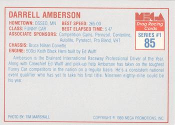 1989 Mega Drag #85 Darrell Amberson Back