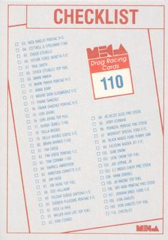1989 Mega Drag #110 Checklist Back