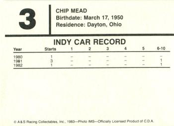 1983 A & S Racing Indy #3 Chip Mead Back