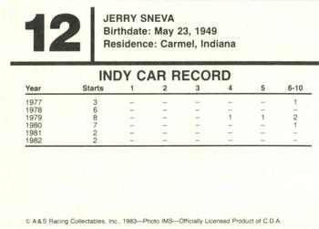 1983 A & S Racing Indy #12 Jerry Sneva Back