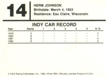 1983 A & S Racing Indy #14 Herm Johnson Back