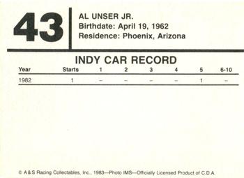1983 A & S Racing Indy #43 Al Unser Jr. Back