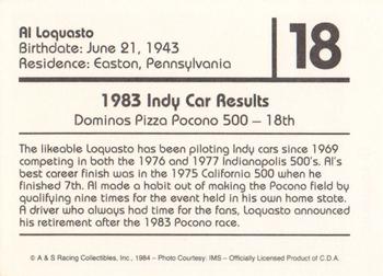 1984 A & S Racing Indy #18 Al Loquasto Back