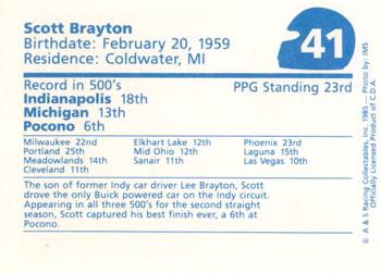 1985 A & S Racing Indy #41 Scott Brayton Back