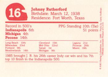 1986 A & S Racing Indy #16 Johnny Rutherford Back