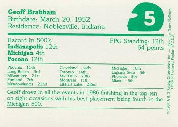 1987 A & S Racing Indy #5 Geoff Brabham Back