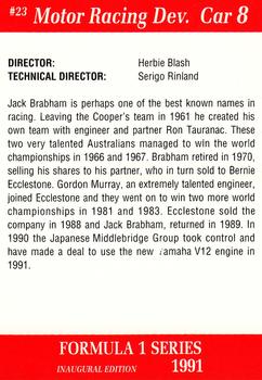 1991 Carms Formula 1 #23 Mark Blundell Back
