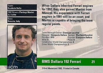 1992 Grid Formula 1 #21 Dallara/Martini Back