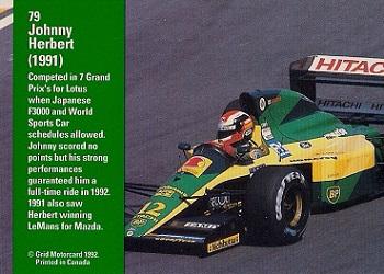 1992 Grid Formula 1 #79 Johnny Herbert Back