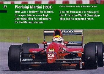 1992 Grid Formula 1 #87 Pierluigi Martini Back