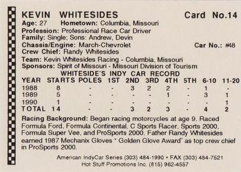 1991 Langenberg Hot Stuff American IndyCar Series #14 Kevin Whitesides Back