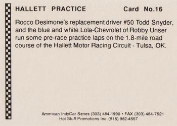 1991 Langenberg Hot Stuff American IndyCar Series #16 Todd Snyder/Robby Unser Back