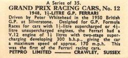 1962 Petpro Limited Grand Prix Racing Cars #12 Peter Whitehead Back