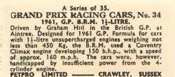 1962 Petpro Limited Grand Prix Racing Cars #34 Graham Hill Back