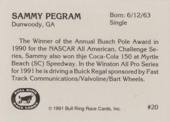 1991 Bull Ring #20 Sammy Pegram Back