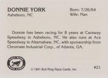 1991 Bull Ring #21 Donnie York Back