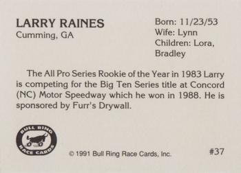 1991 Bull Ring #37 Larry Raines Back