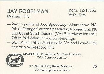 1992 Bull Ring #8 Jay Fogleman Back