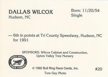 1992 Bull Ring #20 Dallas Wilcox Back