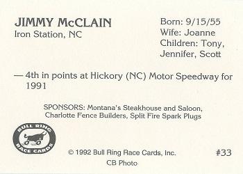 1992 Bull Ring #33 Jimmy McClain Back