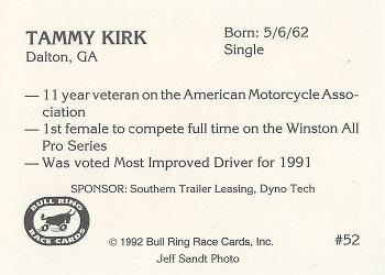 1992 Bull Ring #52 Tammy Jo Kirk Back