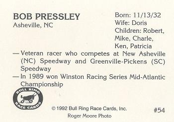 1992 Bull Ring #54 Bob Pressley Back