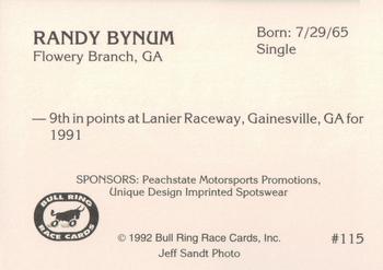 1992 Bull Ring #115 Randy Bynum Back