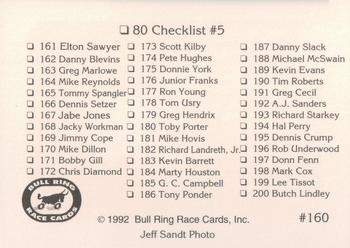 1992 Bull Ring #160 Checklist Back
